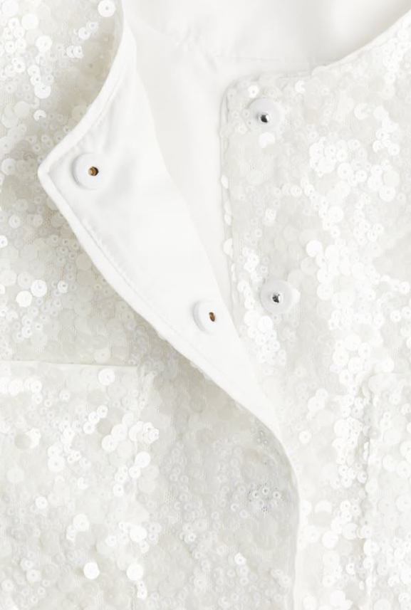 H&M - SEQUINED BLOUSE- White