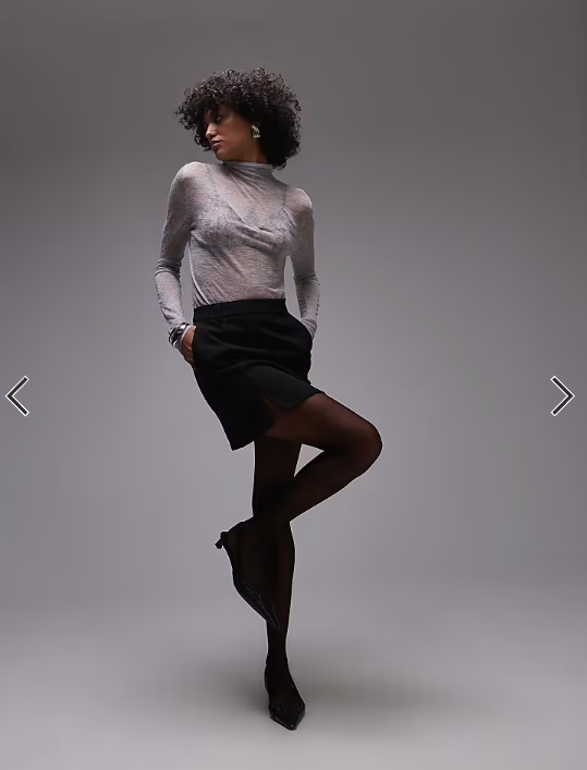 Topshop premium knitted sheer cashmere grown on neck top in grey