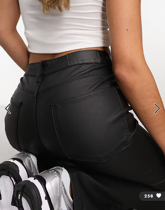 Noisy May Sallie high rise slim flare coated jeans in black