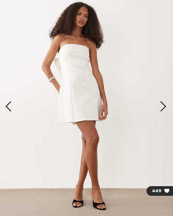 New Look bow back bandeau mini dress in white