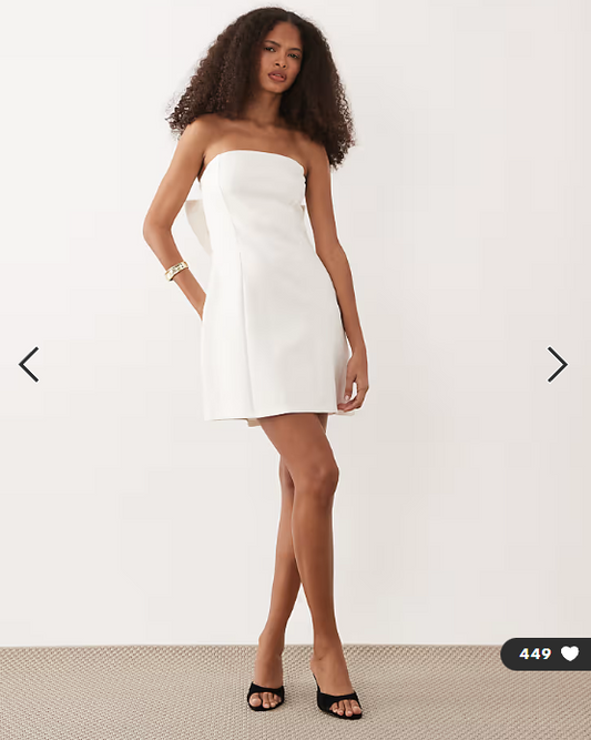 New Look bow back bandeau mini dress in white