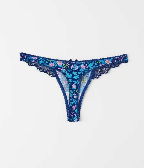 Riley organic cotton thong - Blue Flower