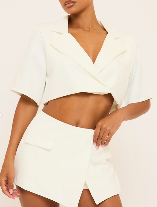 Ego Set - Short Sleeve Cropped Blazer and Skort