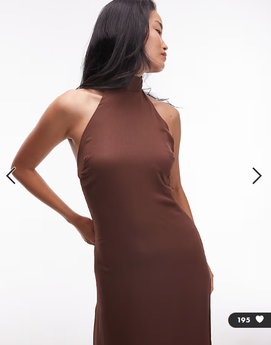 ASOS DESIGN chiffon high neck maxi dress in chocolate