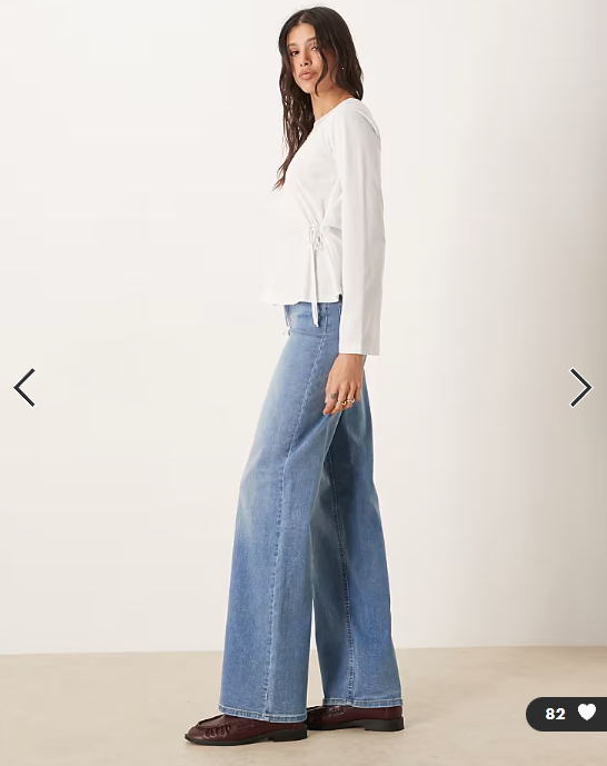 JDY Tall Felina high waist wide leg jean in medium blue denim