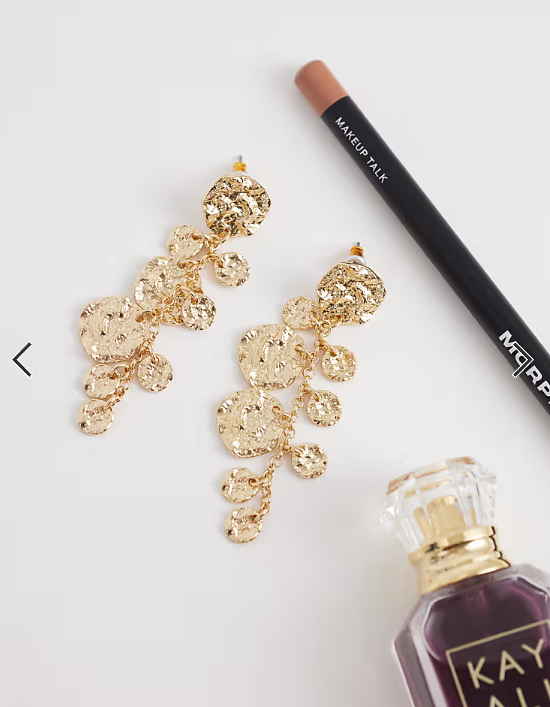 Accessorize molten coin long drop earrings in gold