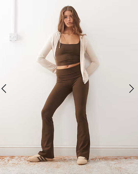 Weekday mix and match sports double layer seamless stretch square neck top in dark brown
