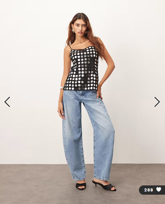 Arrange - mirror embellished minimal longline cami top in black
