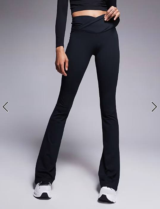 4505 Tall Icon soft touch wrap waist slim kick yoga legging in black