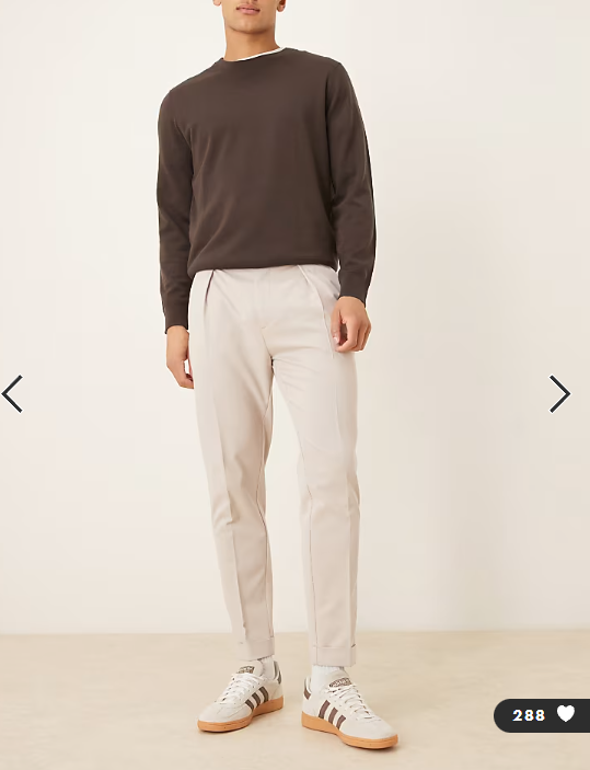 ASOS DESIGN smart tapered chino trouser in stone twill
