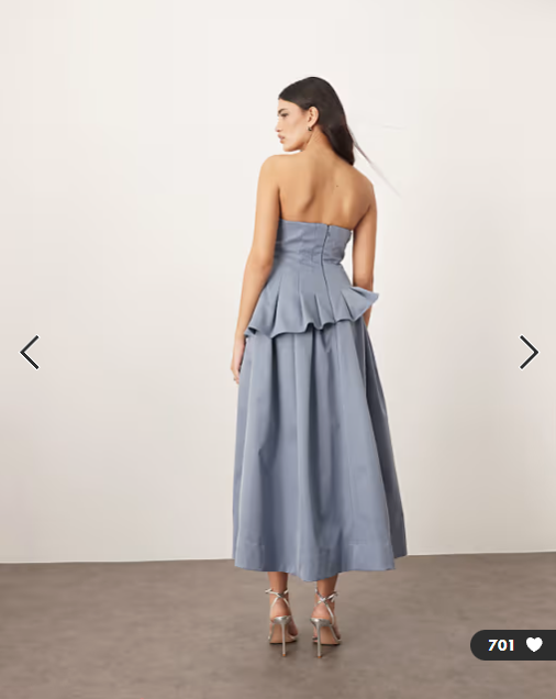 Arrange - structured pleat corset midi dress in light blue