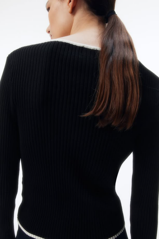 H&M - RIB-KNIT BOAT-NECK TOP