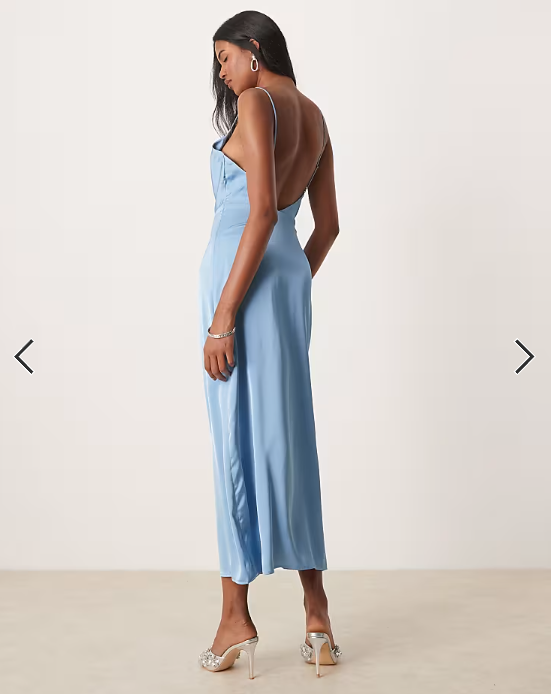 Vila satin cowl neck maxi dress in blissful blue