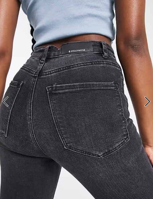 Stradivarius crop flare jean in black