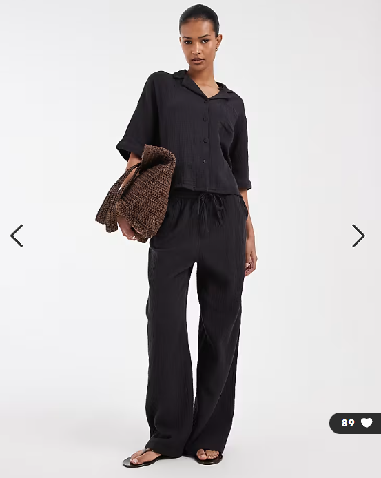 ONLY cheesecloth button down shirt co-ord in wash black