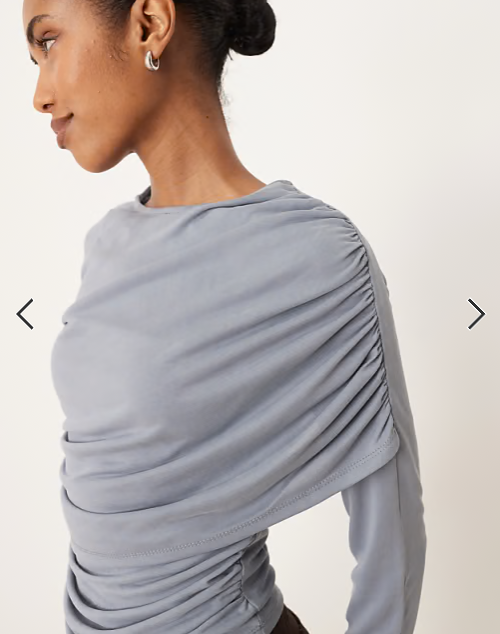 ASOS DESIGN modal wrap detail long sleeve tee in slate