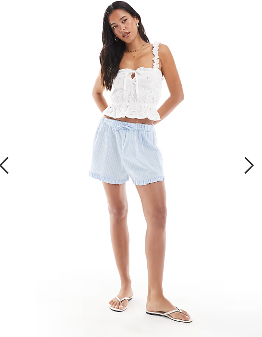 Miss Selfridge jersey broderie milkmaid top in white