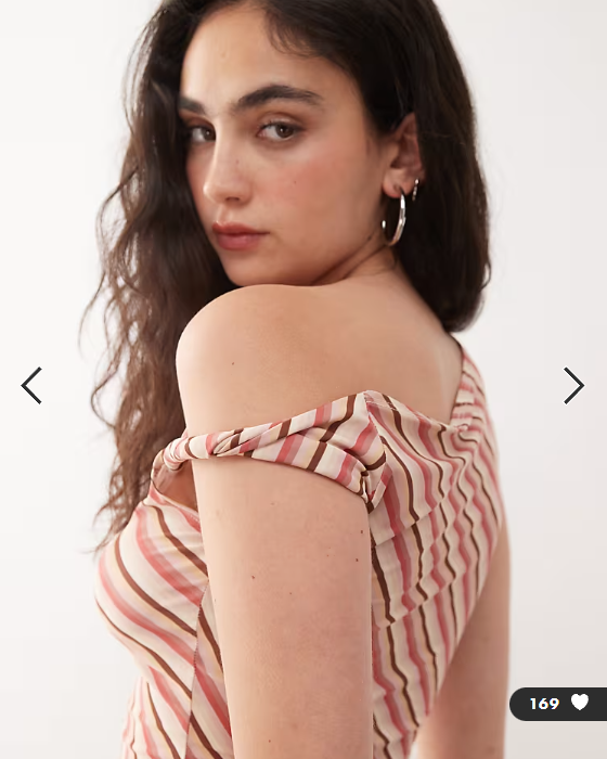Reclaimed Vintage candy stripe printed slinky twist one shoulder top in pink