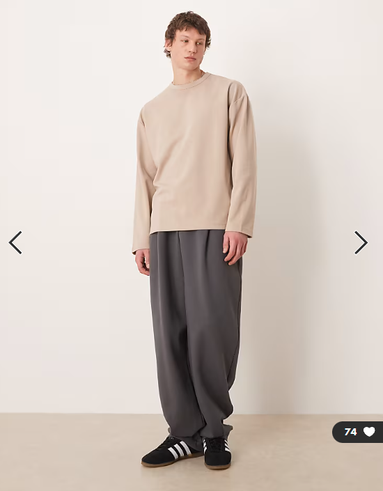 ASOS DESIGN breatheMAX™ heavyweight oversized long sleeve T-shirt in stone cotton blend.