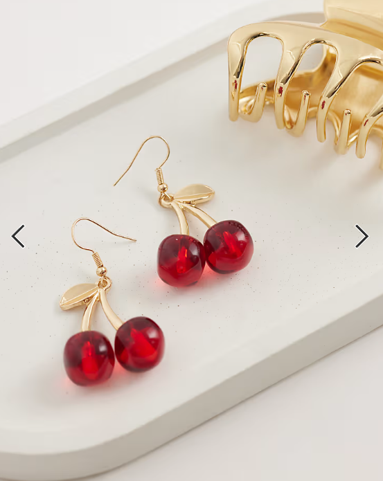 Accessorize resin cherry drop earrings in red