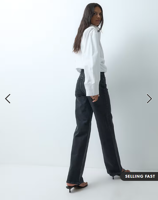 ONLY Juicy high waist wide leg jeans in washed black