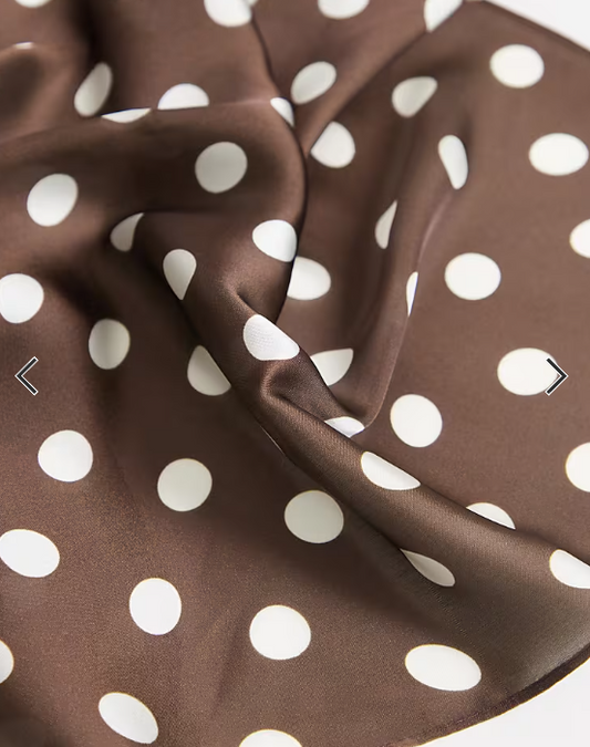 My Accessories polka dot satin bandana in brown and cream