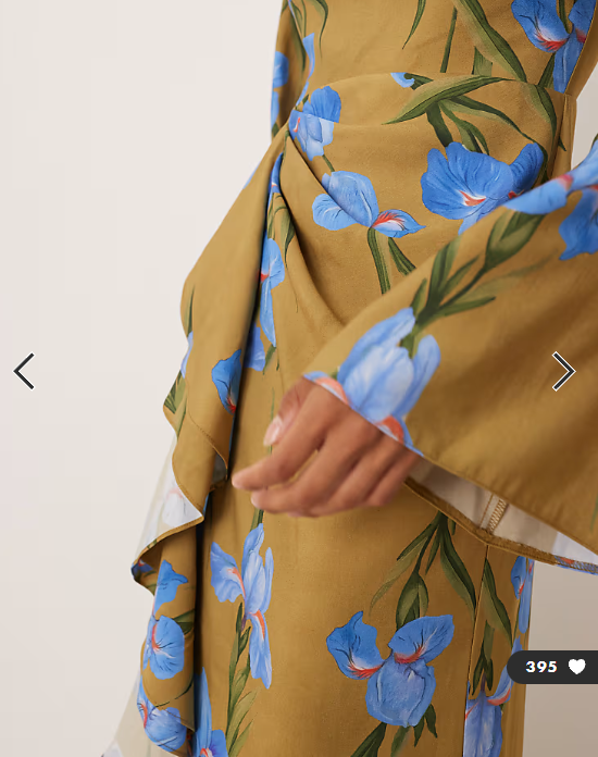 ASOS DESIGN long sleeve maxi dress with ruffle skirt in oversized green floral print