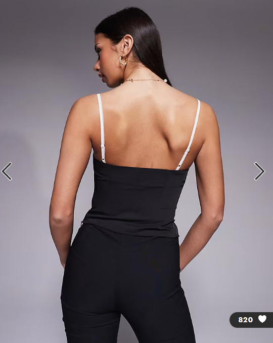 The Frolic exclusive lace trim corset cami top in black