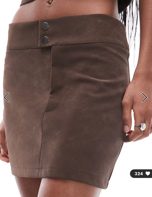 ASOS DESIGN mix & match textured leather look low rise micro mini skirt in chocolate
