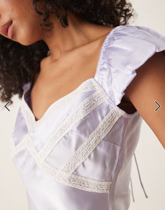 ASOS DESIGN satin and lace trim mix vest top in lilac