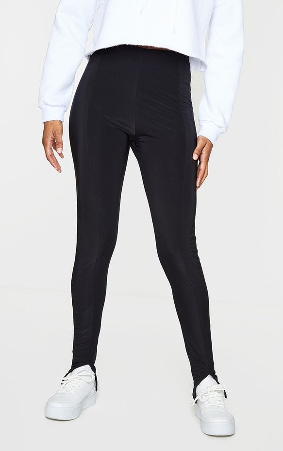 Black Slinky Split Hem Leggings