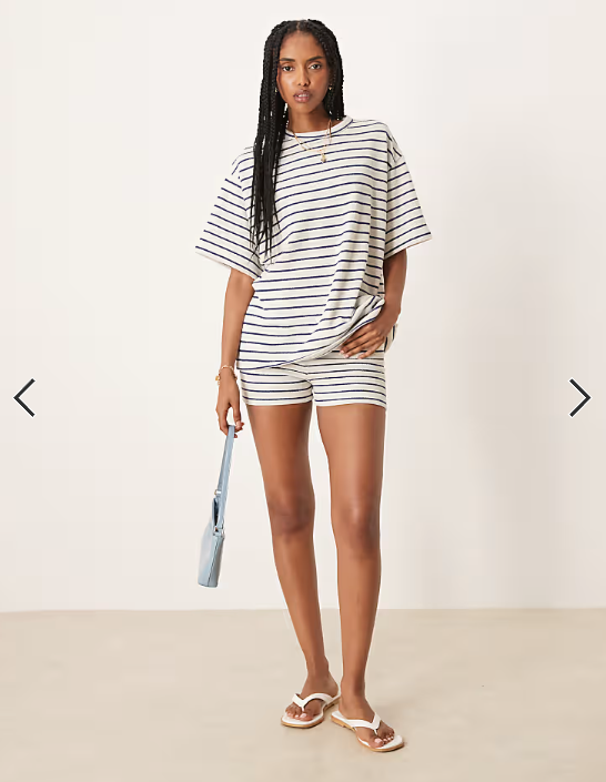 ASOS DESIGN oversized t-shirt co-ord in knitted mono stripe