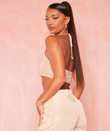 Stone Slinky Halter Crop Top