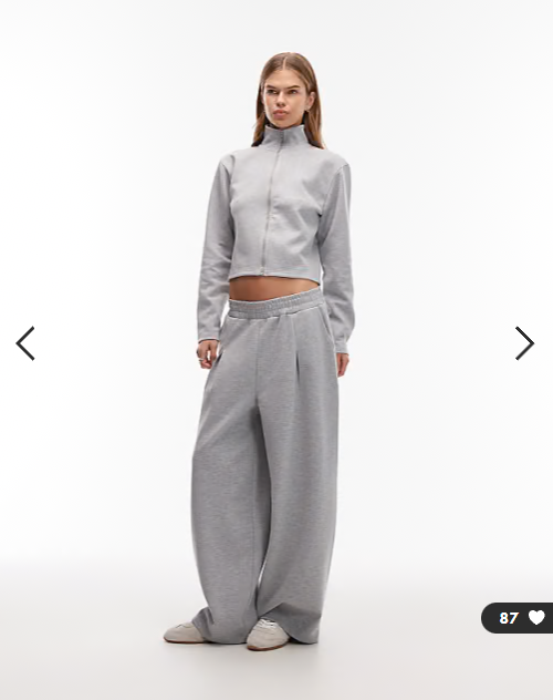 ASOS DESIGN interlock co-ord zip through high neck sweatshirt in grey marl