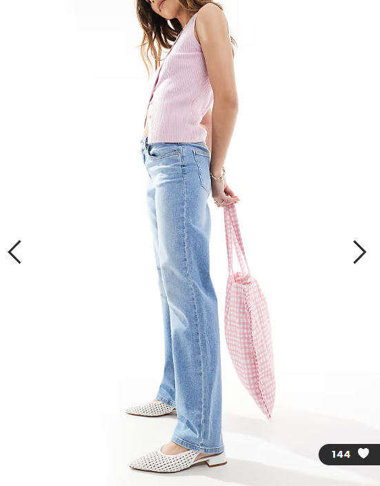 ONLY Jane mid waist straight leg jeans in light blue