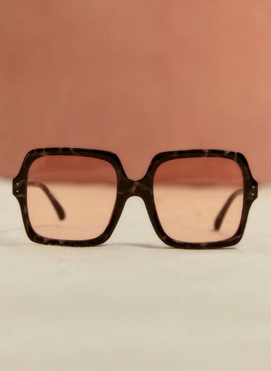 Black Tort Orange Lens Square Sunglasses