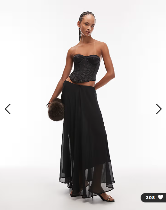 Asos - Satin cupped corset top with boning in black