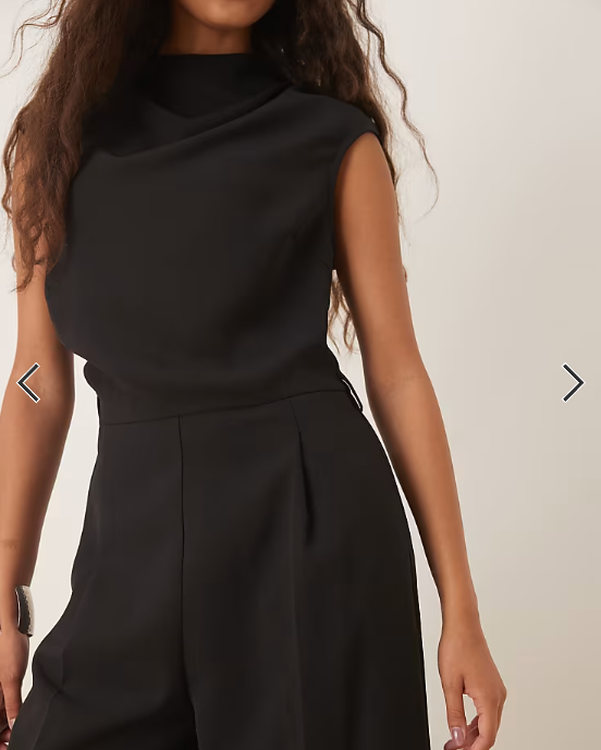 Mango cap sleeve belted jumpsuit in black