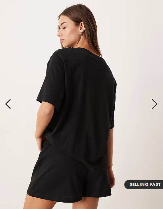 ASOS DESIGN mix & match cotton pyjama short in black