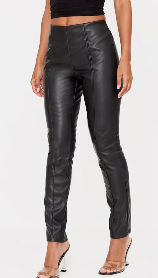 Black Faux Leather Stretch Leggings