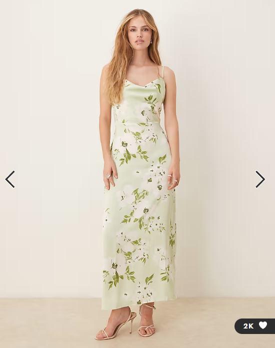 Vila satin floral midi dress in pale green