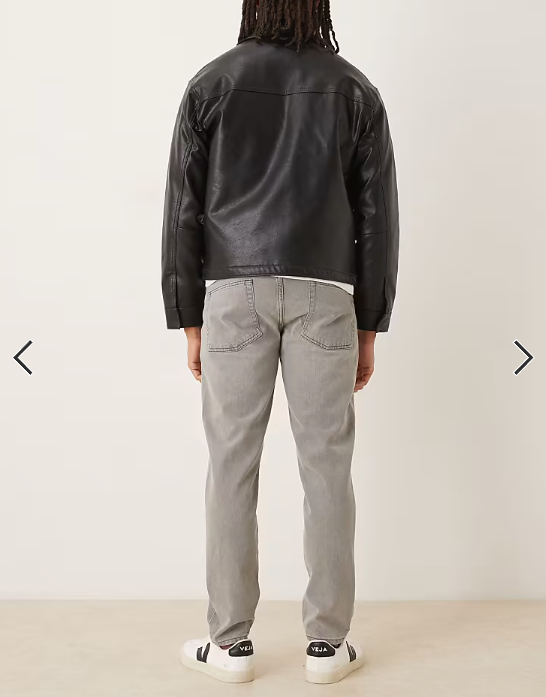 ASOS DESIGN tapered jeans in washed grey