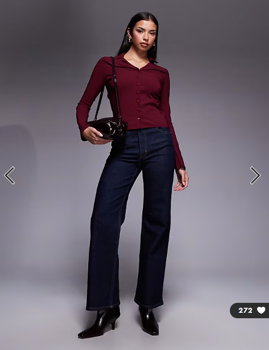 Fashionkilla exclusive bengaline flare sleeve fitted shirt in burgundy