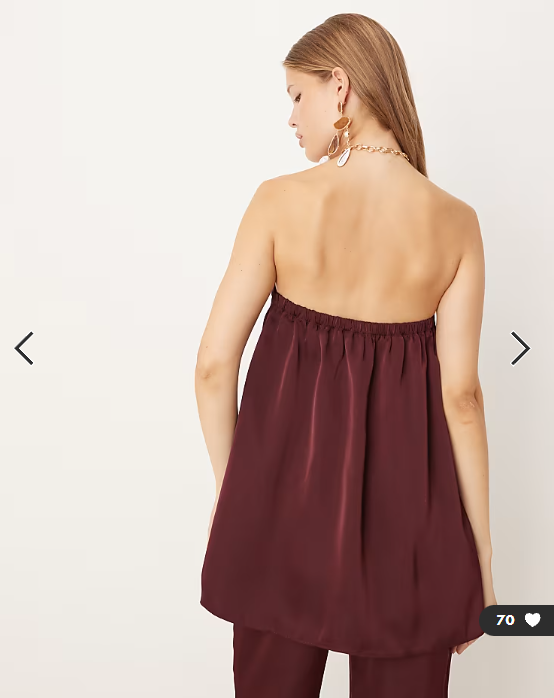 ASOS DESIGN gold chain halter neck satin top & tailored straight trousers - co-ord in plum SET