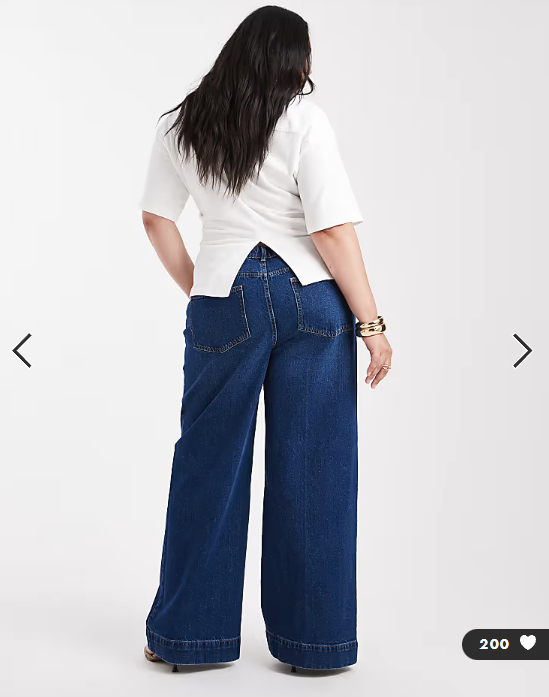ASOS DESIGN Curve high waist wide leg jeans with front pockets in dark wash