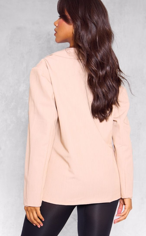 Plt - Camel Double Breasted Oversized Longline Blazer