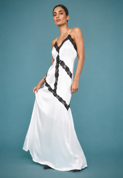 NAKD x ART - lace detail satin maxi dress in offwhite