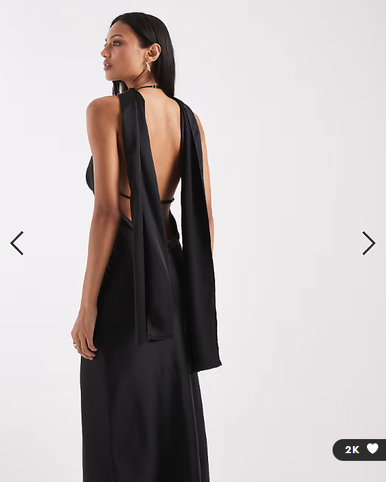 ASOS DESIGN satin scarf cowl neck maxi dress in black