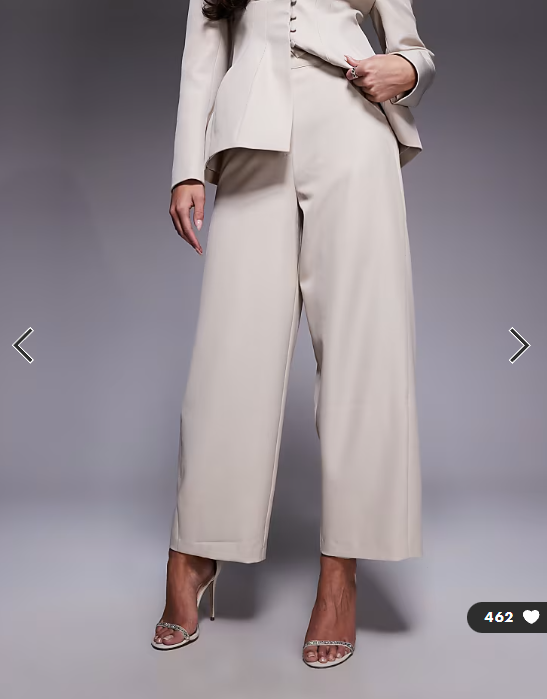 ASOS LUXE co-ord tailored straight leg trouser in neutral