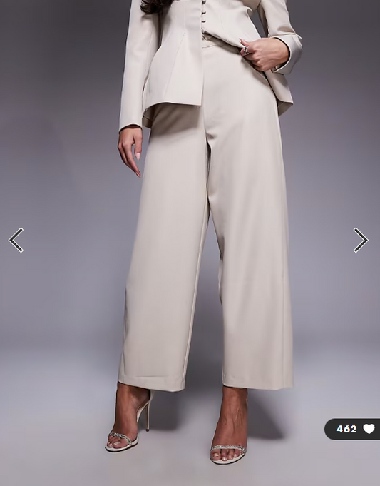 ASOS LUXE co-ord tailored straight leg trouser in neutral